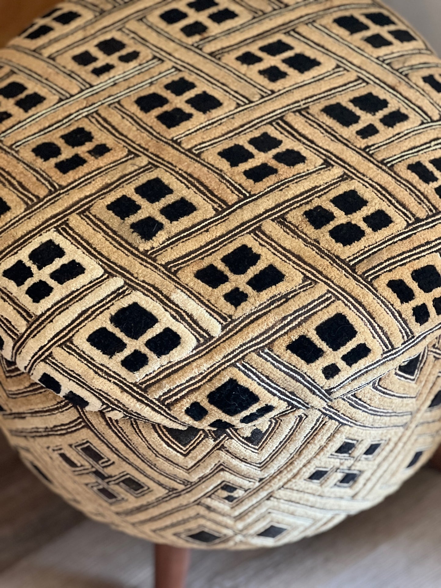 Small Quad Kuba Cloth Ottoman