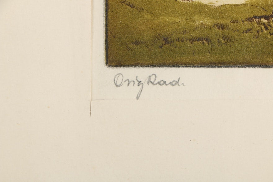 Signed Etching of Mountain Landscape