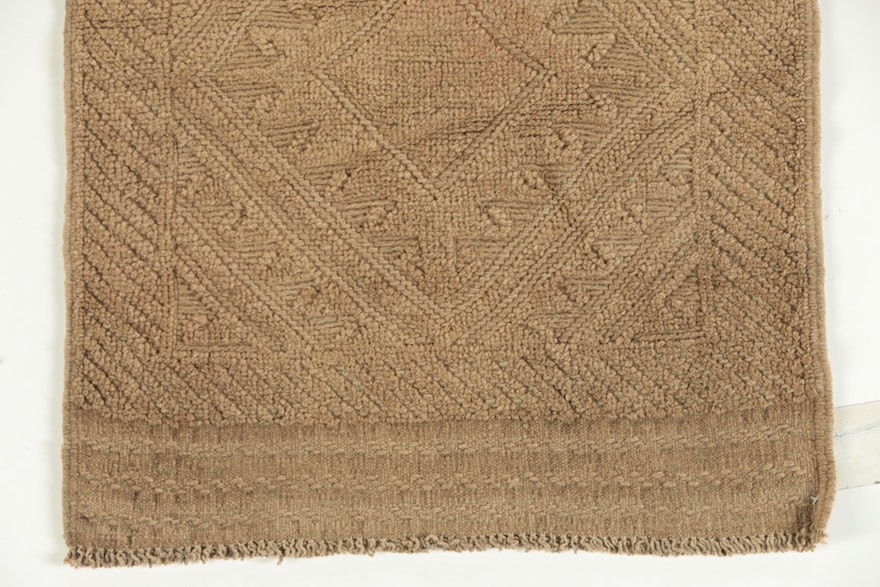 Hand-Knotted Afghan Mashwani Wool Carpet Runner, 2'2"x9'