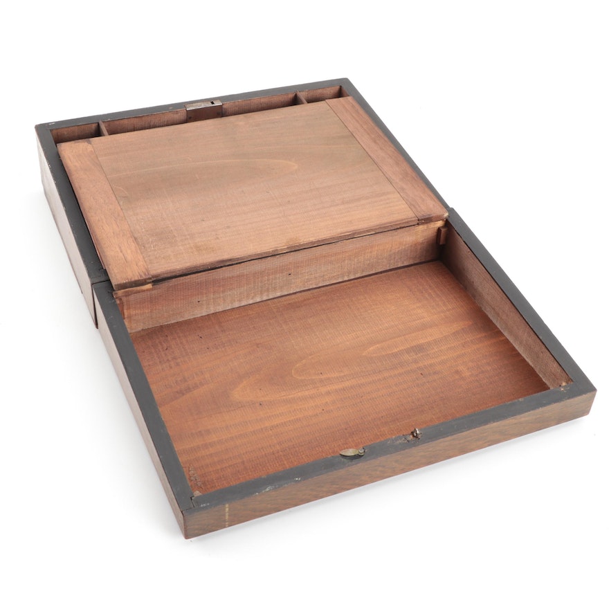 English 19th-Century Walnut Burl with Inlay Writing Desk, circa 1850s-1870s