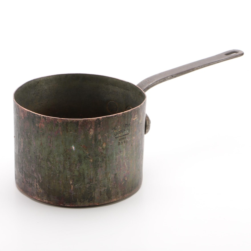 John Van Range Co. of Cincinnati Antique Copper 8 Quart Saucepot, 19th Century