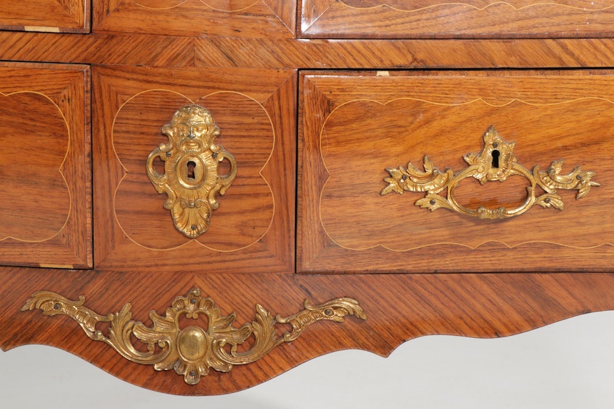 Louis XV Style Rouge Marble Top Kingwood Commode, 20th Century