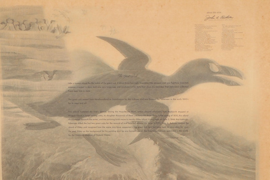 John A. Ruthven Offset Lithograph "The Great Auk," Circa 1970