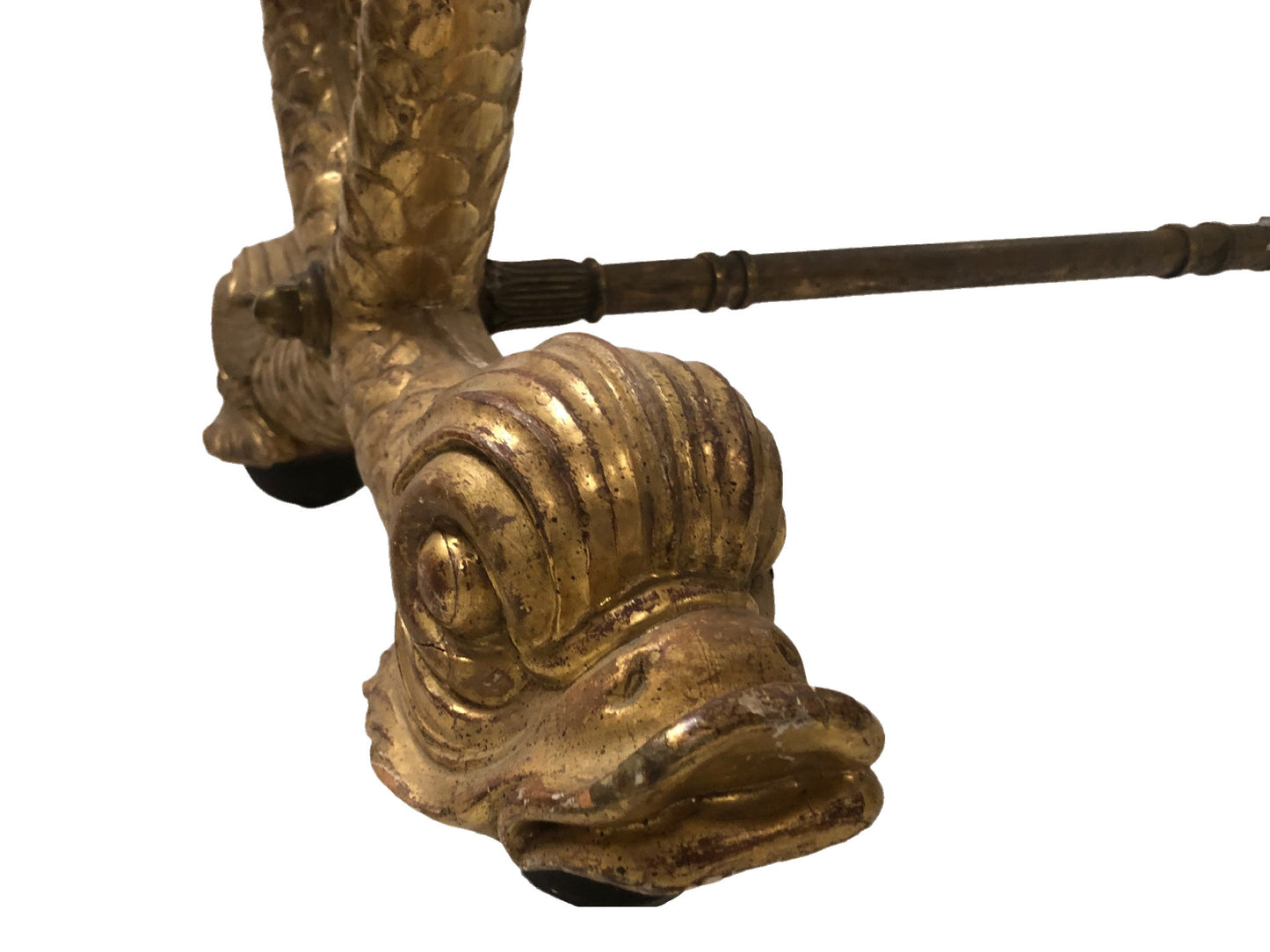 Vintage Wood Carved & Gold Gilt Cocktail Table with Dolphin Motif