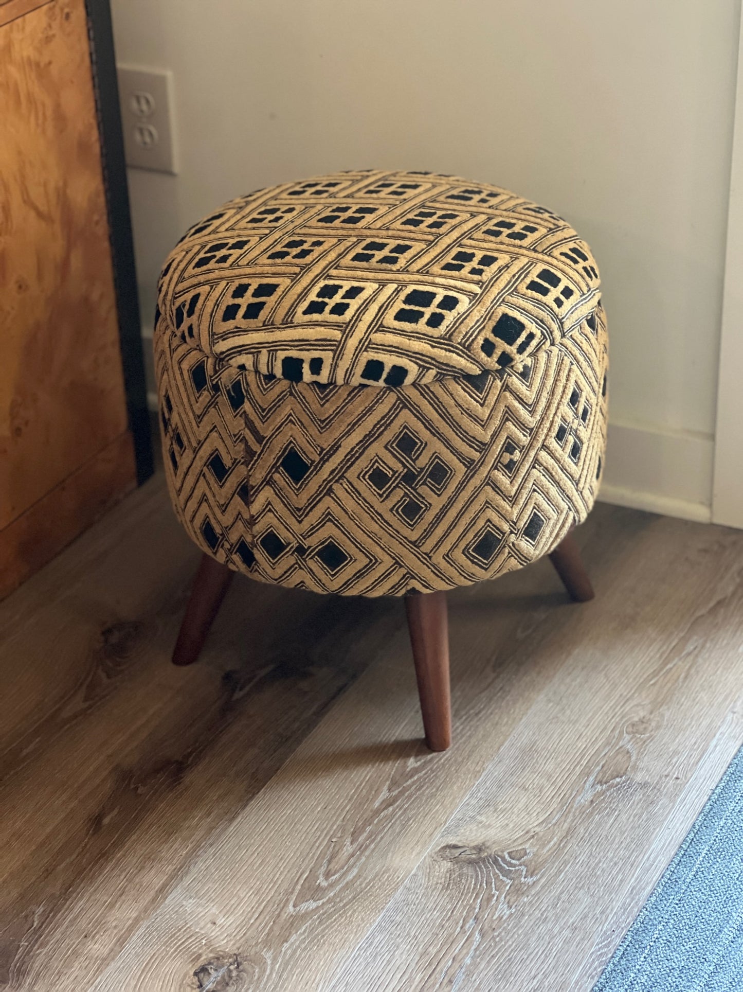 Small Quad Kuba Cloth Ottoman