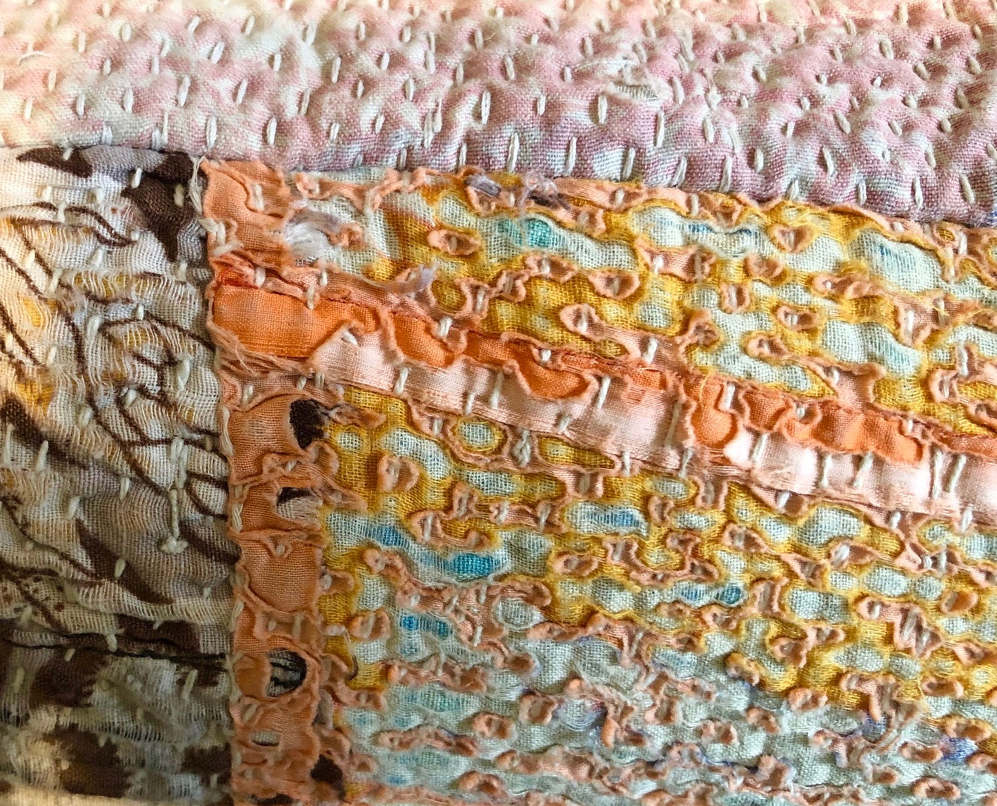 Vintage Quilted Lumbar Pillow 14" x 20"