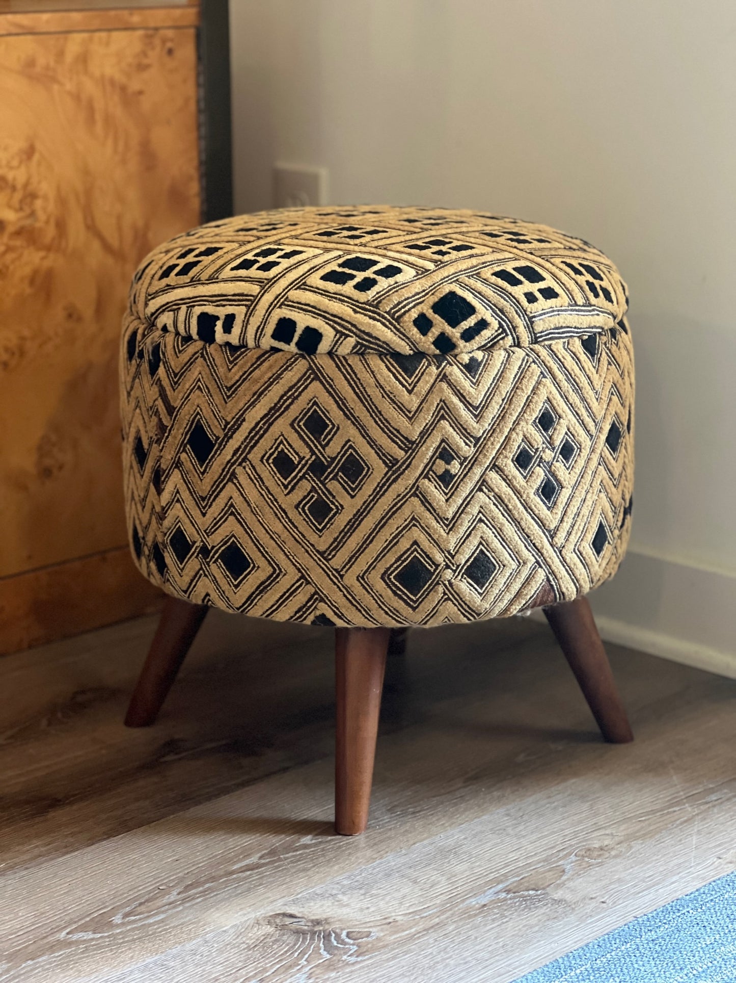 Small Quad Kuba Cloth Ottoman