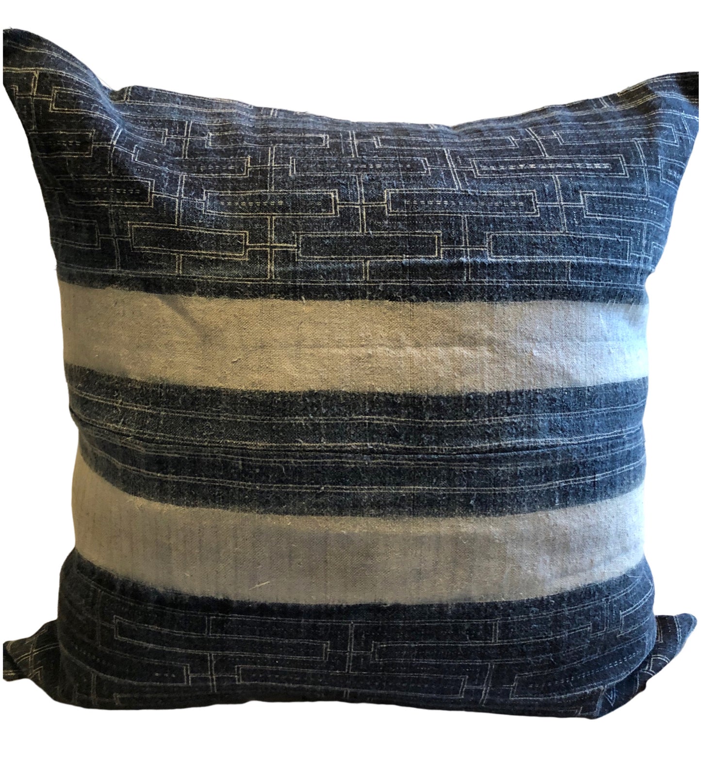 Batik Vintage Handwoven Indigo Hemp Pillow