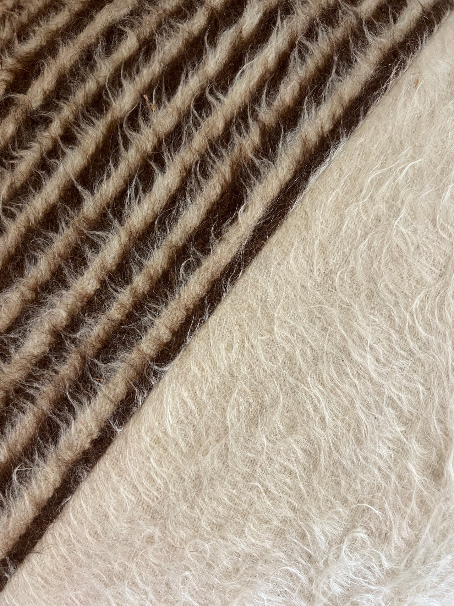 Medium Angora Black and White Stripe Ottoman