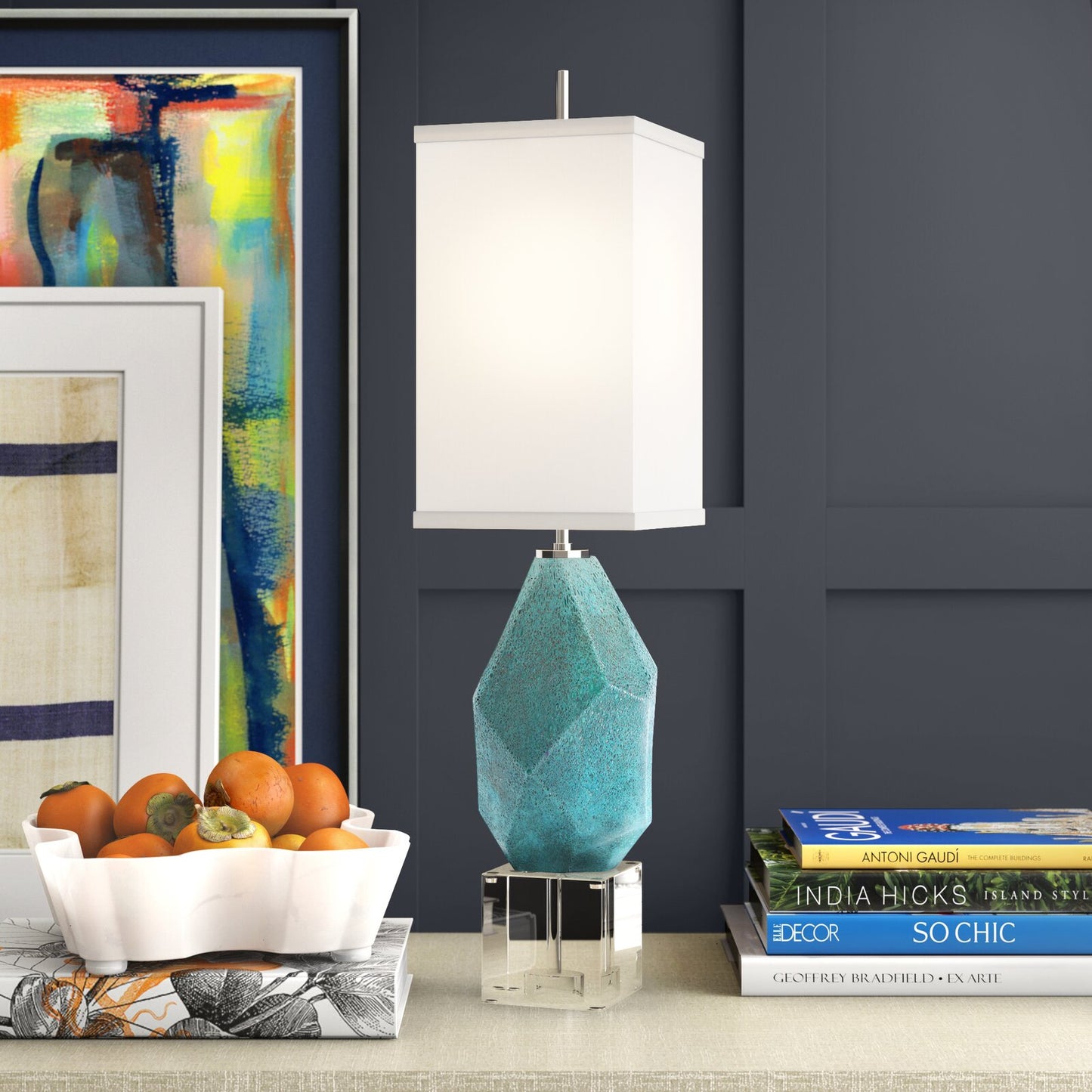 Turquoise Faceted Lamp by John Richard