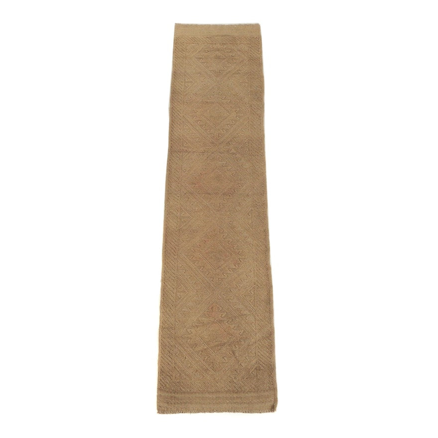 Hand-Knotted Afghan Mashwani Wool Carpet Runner, 2'2"x9'
