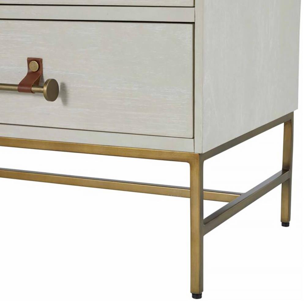 Maya 5-drawer White Dresser with Leather and Gold Hardware