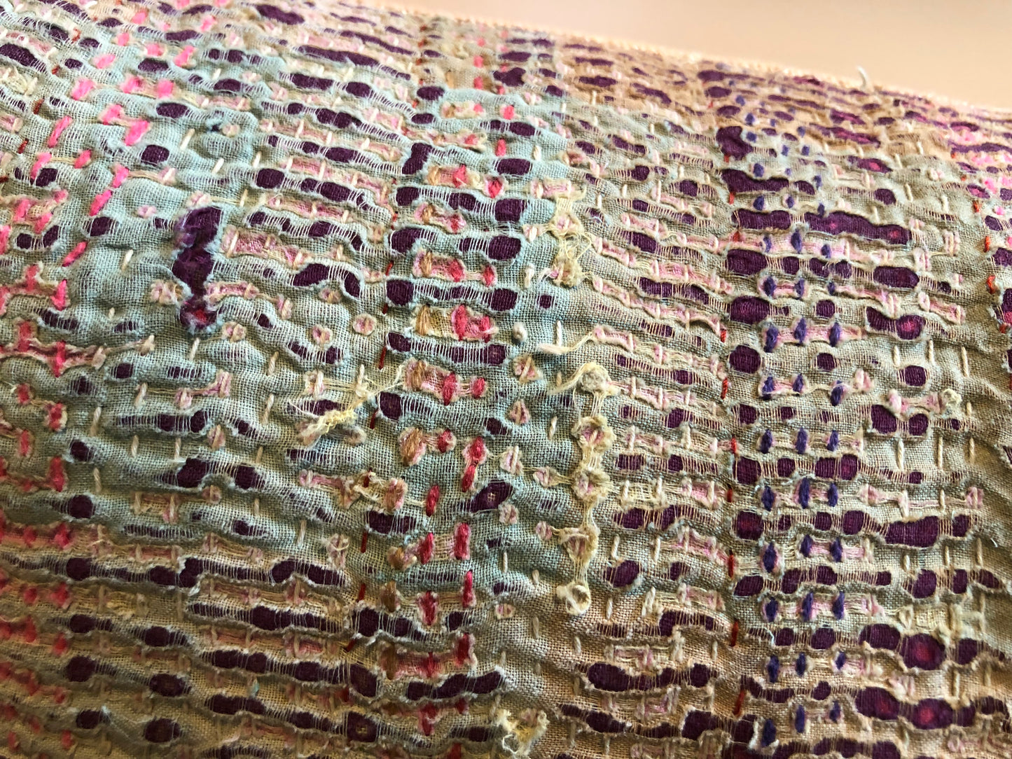Vintage Quilted Lumbar Pillow 10"x30"