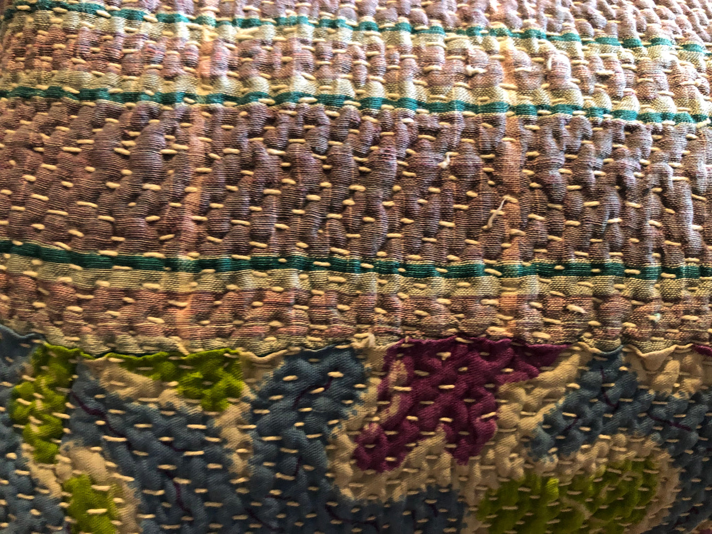 Vintage Quilted Lumbar Pillow 10" x 30"