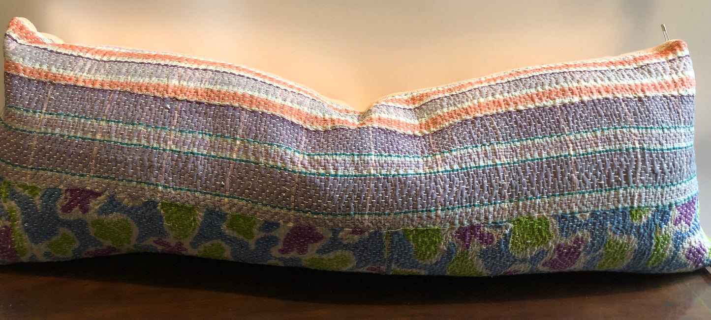 Vintage Quilted Lumbar Pillow 10" x 30"