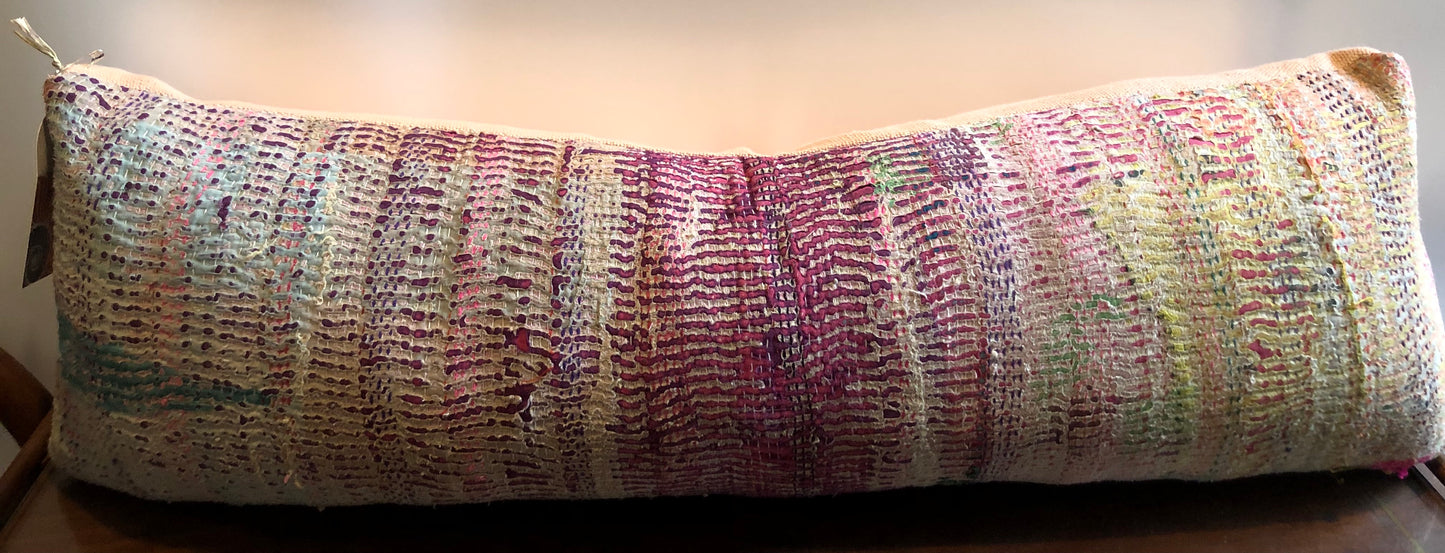 Vintage Quilted Lumbar Pillow 10"x30"
