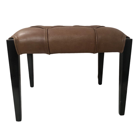 Bunching Ottoman (Brown Welt Tufted Leather)