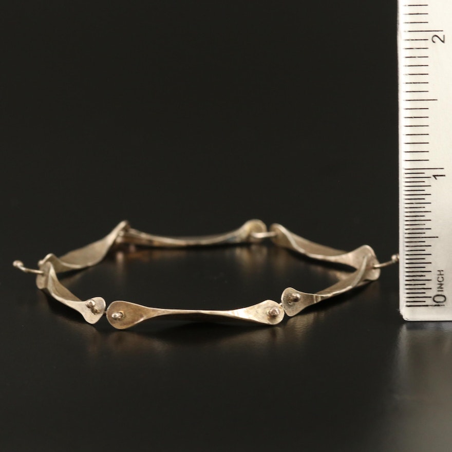 Sterling Silver Hammered Tapered Link Bracelet