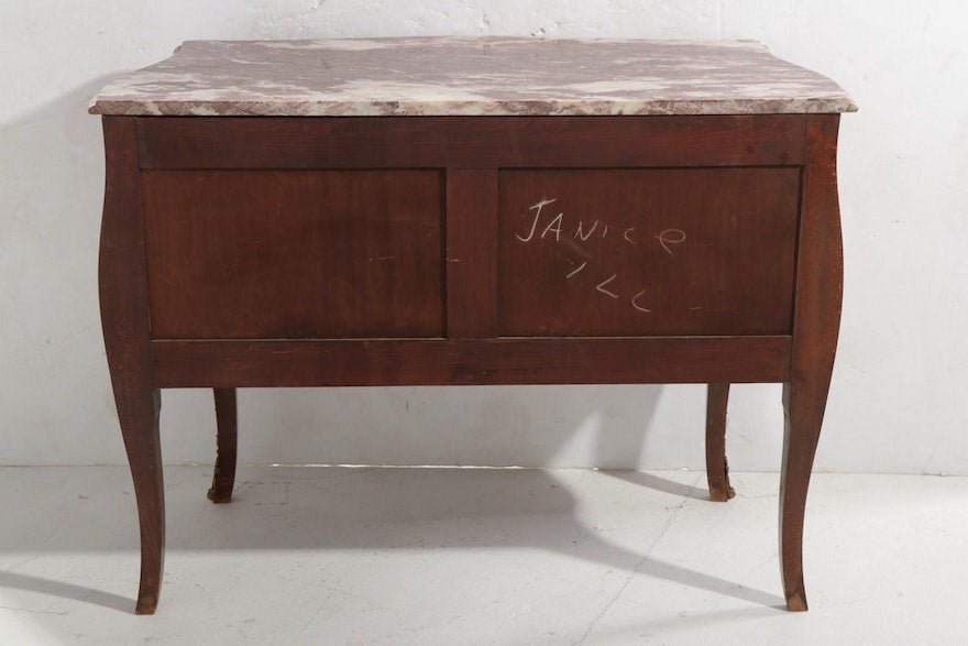 Louis XV Style Rouge Marble Top Kingwood Commode, 20th Century