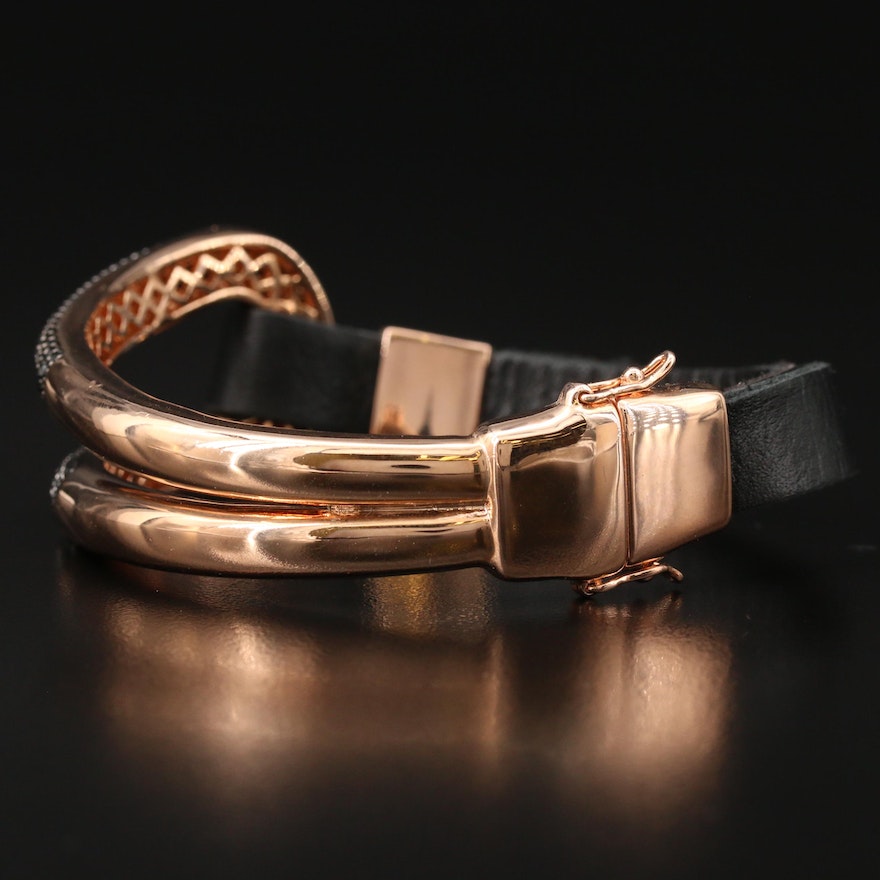 Bronze Black Spinel Loop Leather Bracelet