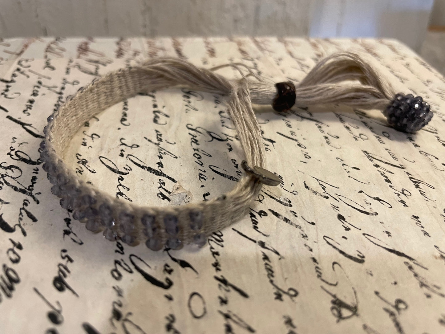 Lolite Beaded Thread Adjustable Bracelet