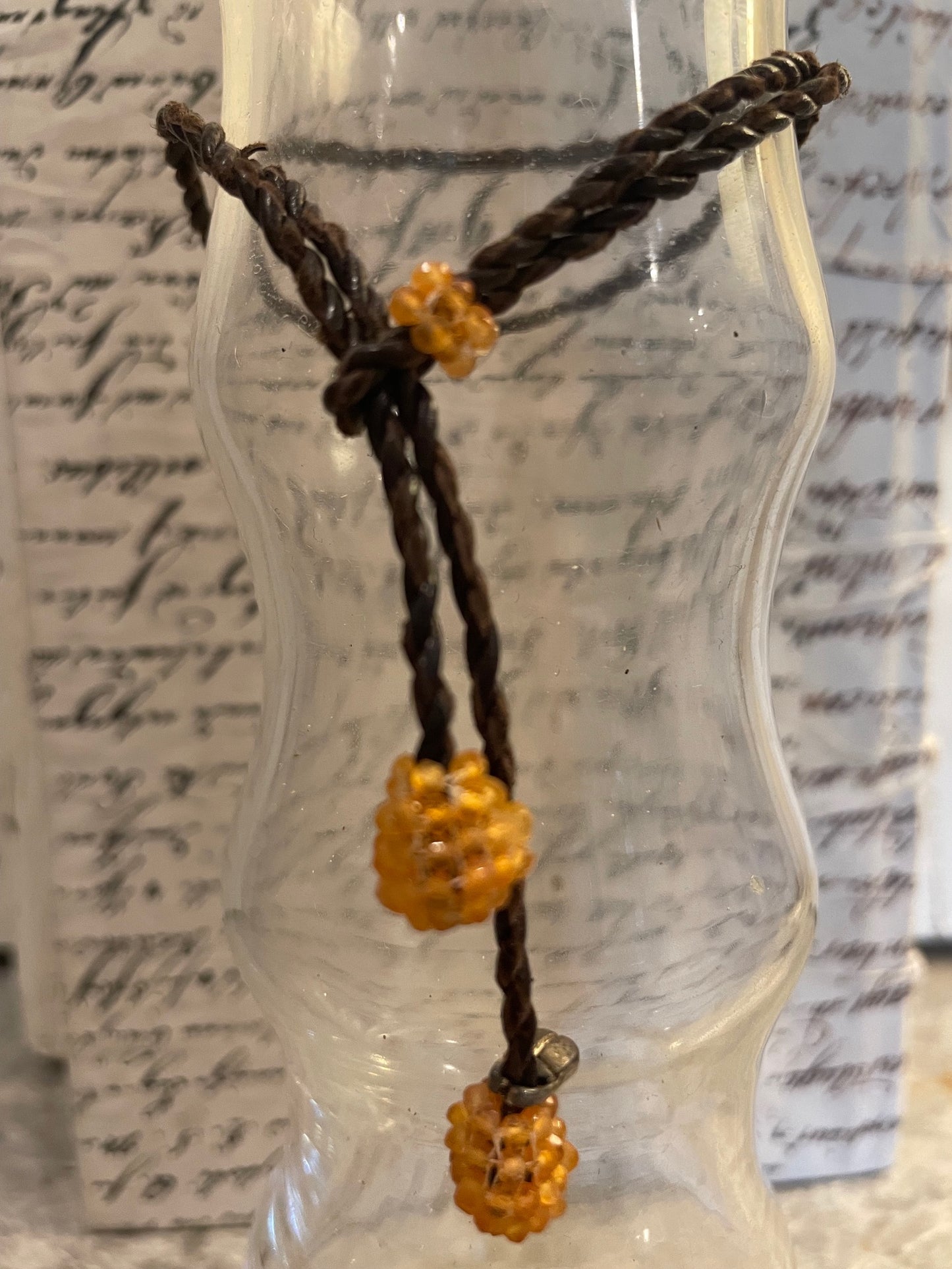 Braided Leather Bola Bracelet with Carnelian Beads