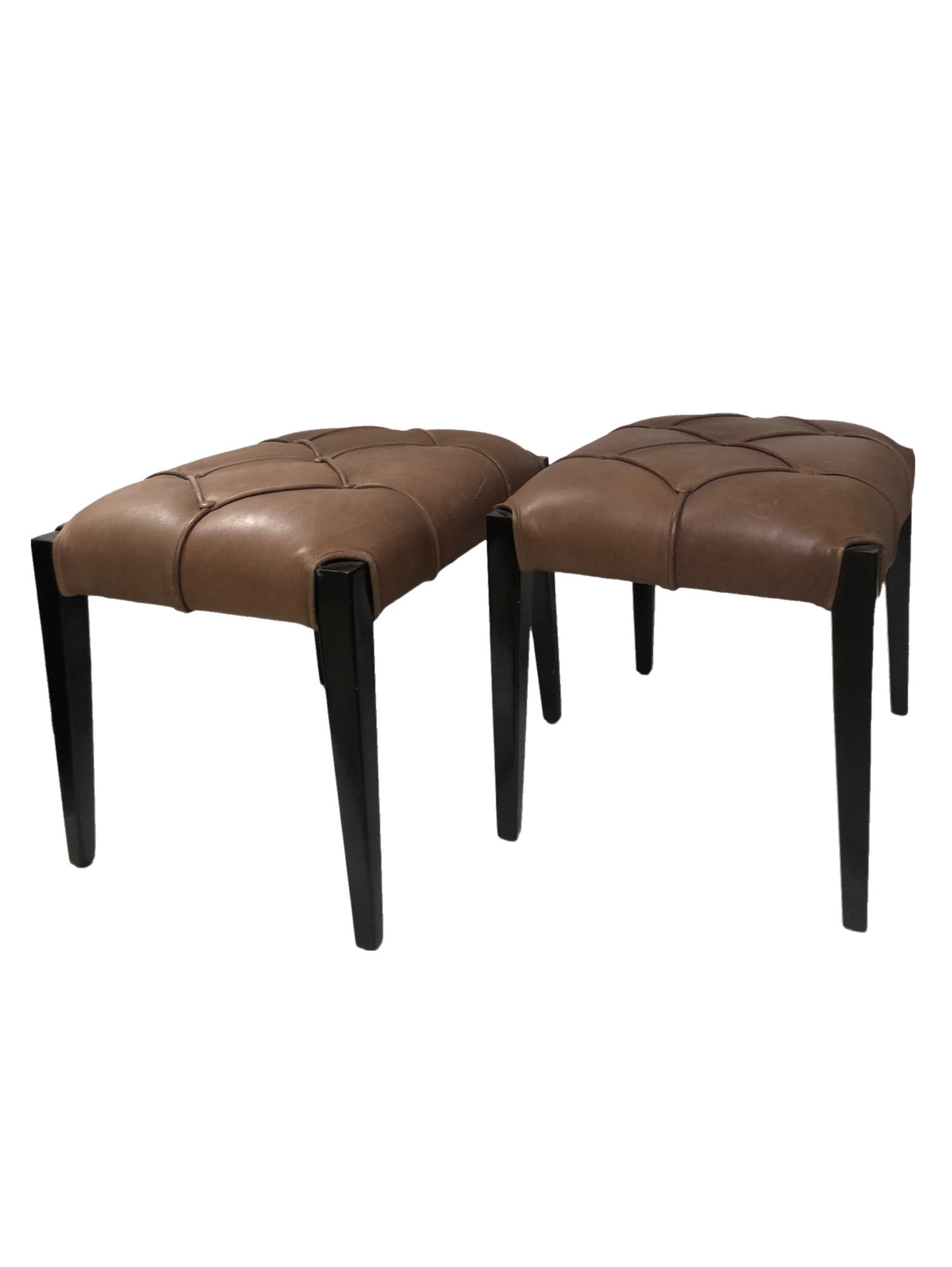 Bunching Ottoman (Brown Welt Tufted Leather)