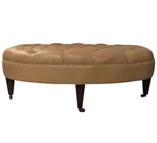 Taupe Leather Cocktail Ottoman from Lee Industries