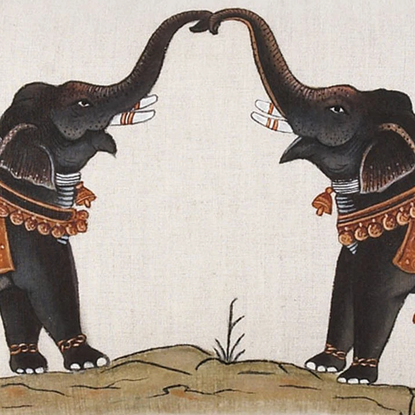 Hand Painted Two Elephants Pillow Cover by John Robshaw
