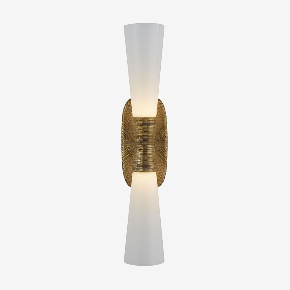 Utopia Double Sconce in Gild with White Glass