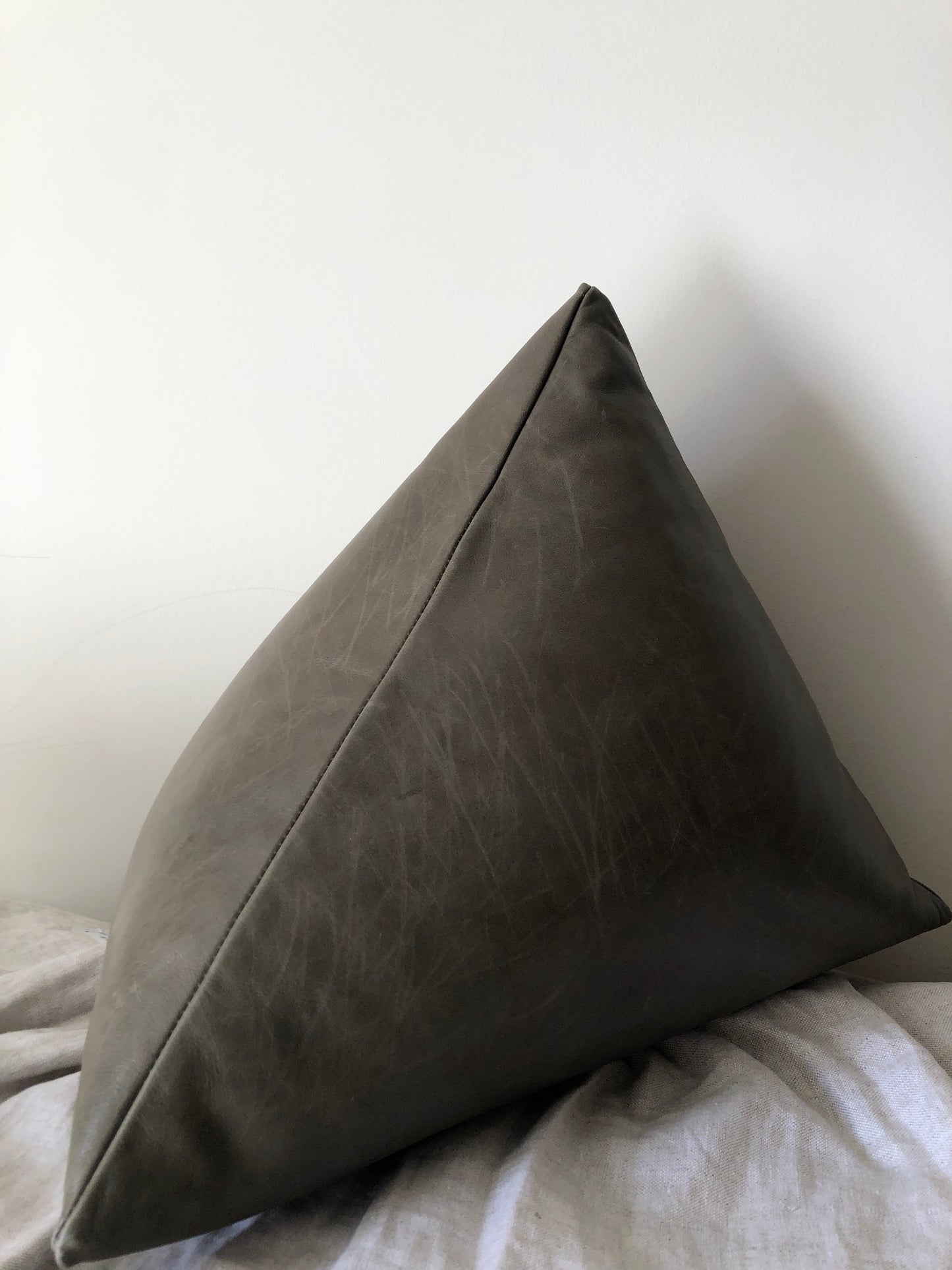 Moore & Giles 3D Triangle Leather Dark Taupe Pillow