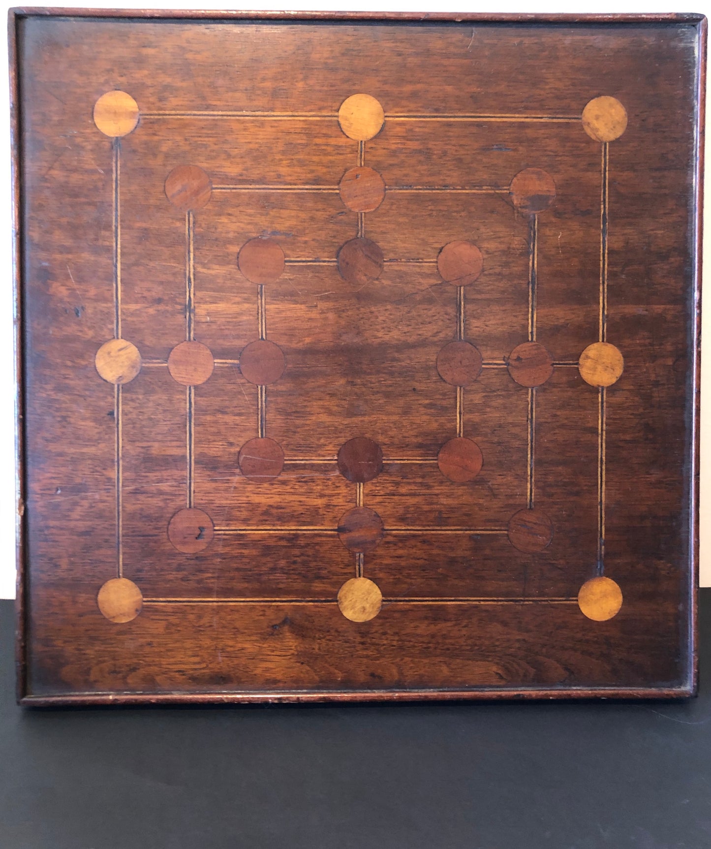 Antique Wood Inlay Game Board