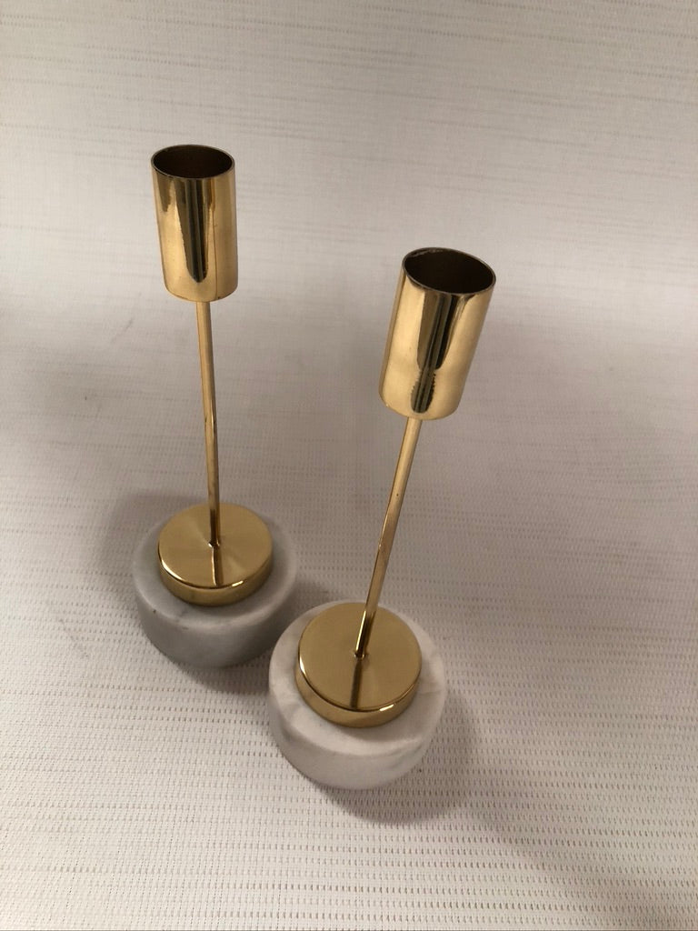 Celine Brass and Marble Candle Holder