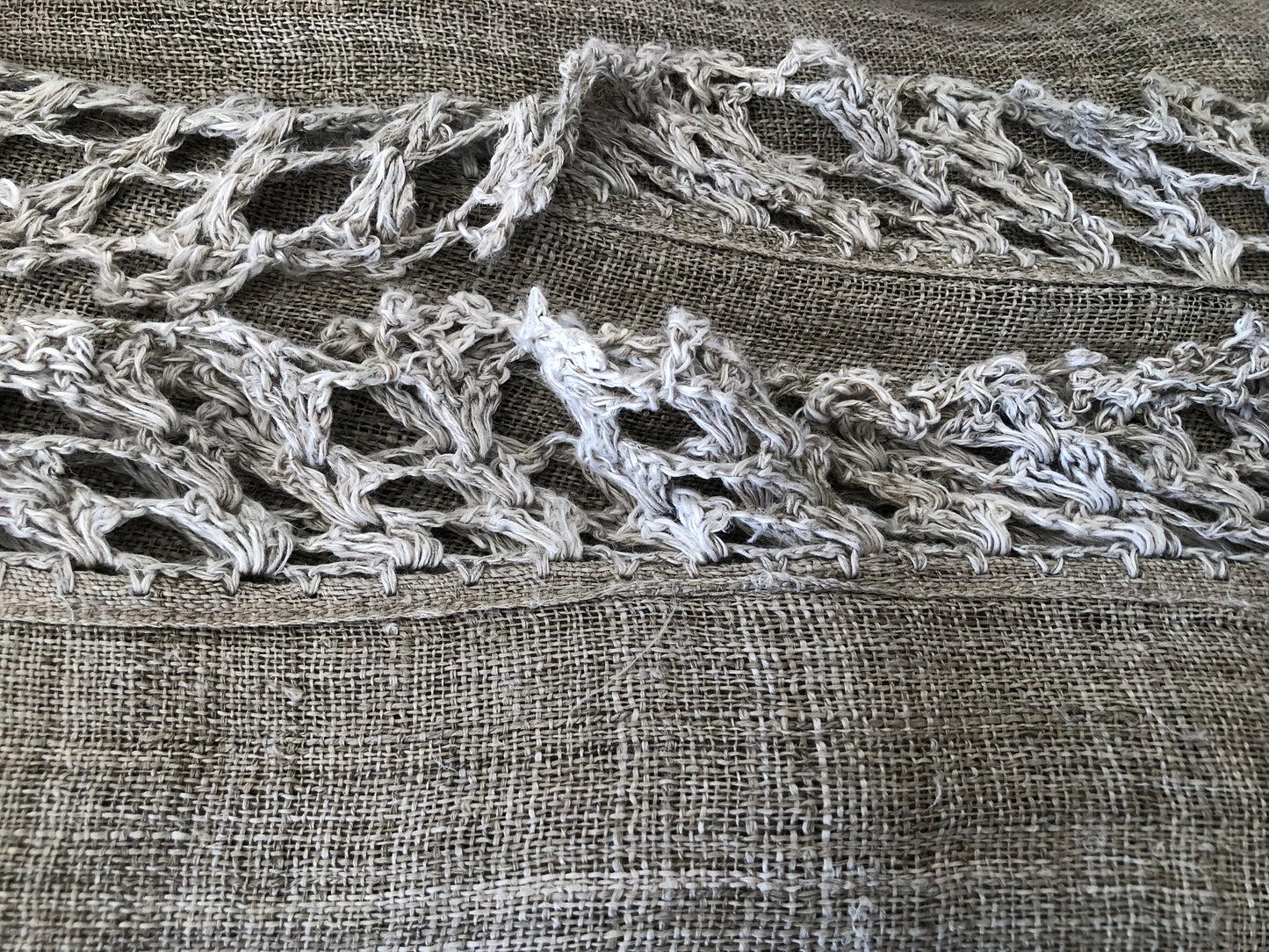 Hemp Throw with Crotchet Edge