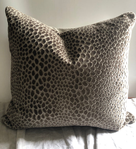 Taupe Velvet Animal Print Pillow
