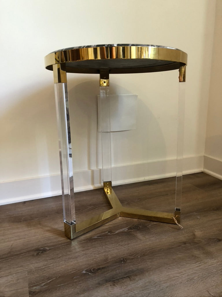 Lovelock Marble Top & Lucite Legs Side Table