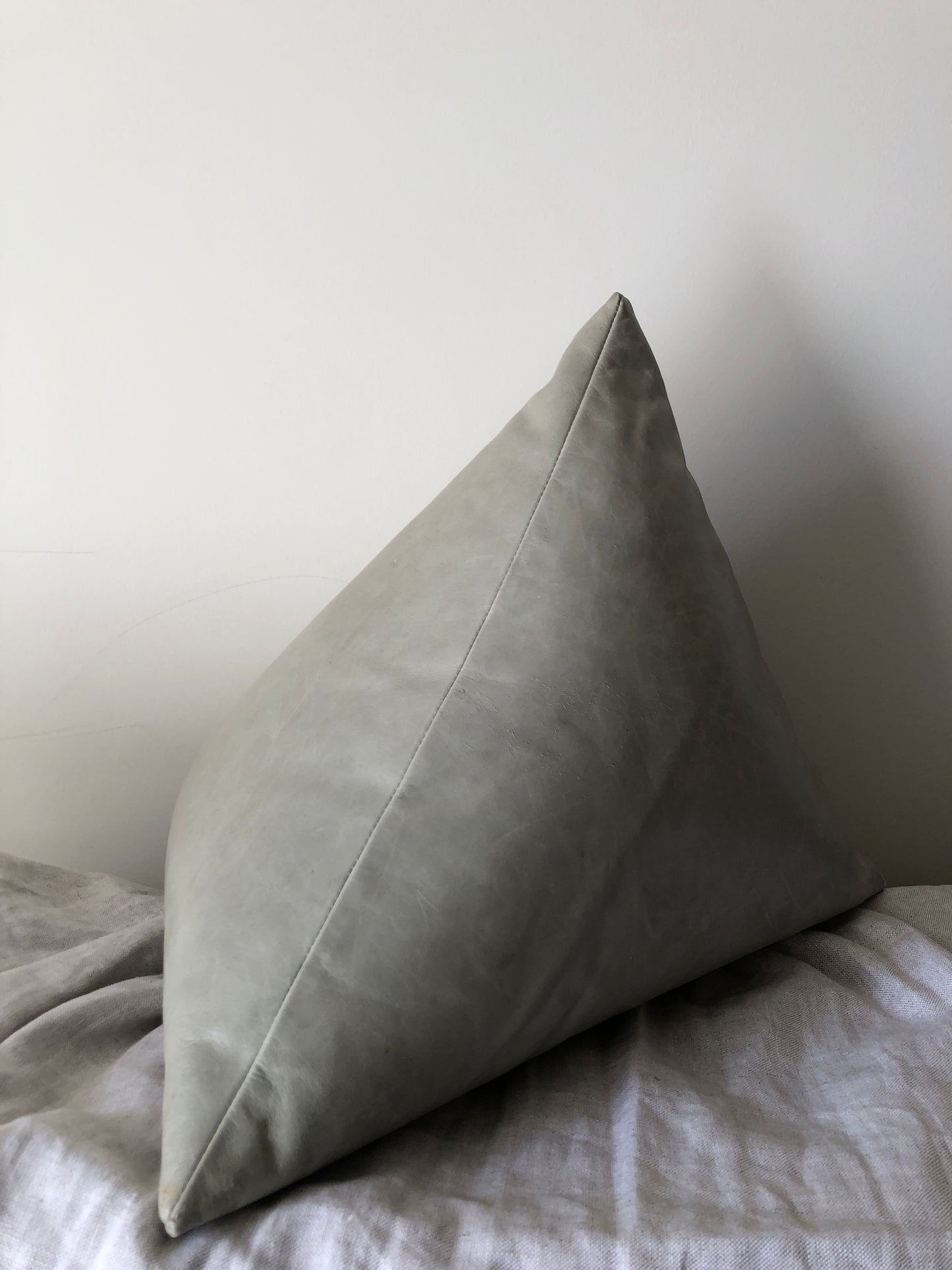 Moore & Giles 3D Triangle Leather Light Gray Pillow