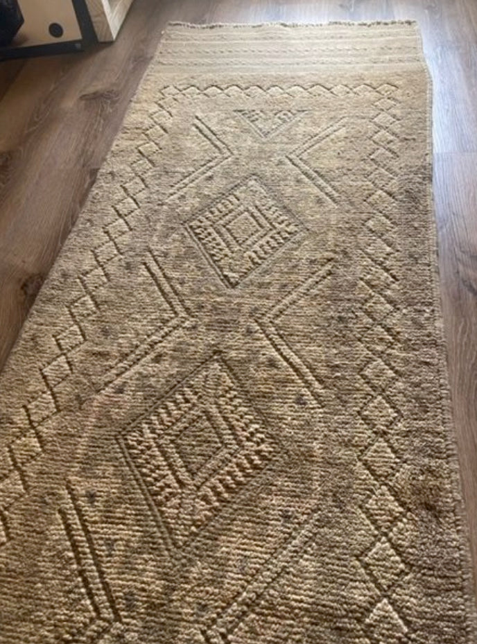 Hand-Knotted Afghani Turkish Oushak Runner 2' x 8' 2"