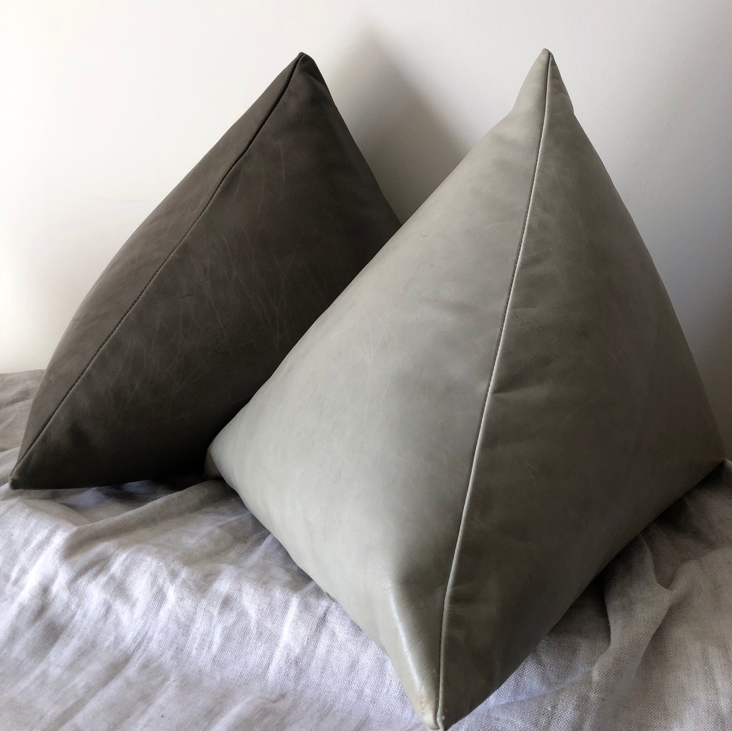 Moore & Giles 3D Triangle Leather Dark Taupe Pillow