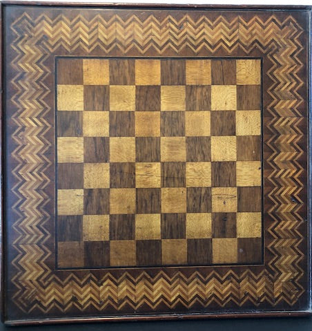 Antique Wood Inlay Game Board