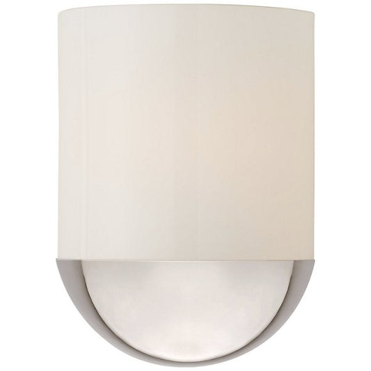 Crescent Sconce in Polished Nickel with White Glass