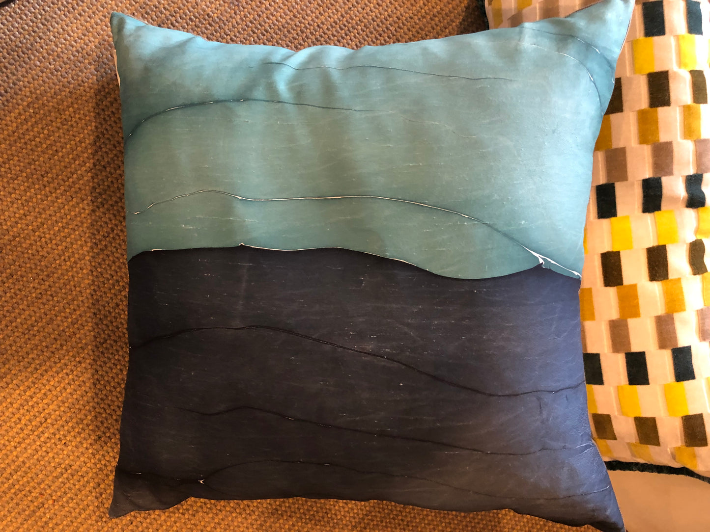 Turquoise and Gray Tides Pillow