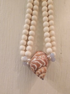 Double Strand Bone with Giraffe Shell Necklace