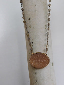 Labradorite Necklace with Large Druzy