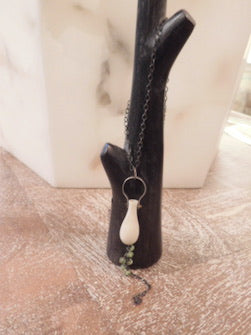 Antler with Petite Green Gemstones Pendant Necklace